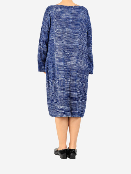 Blue long-sleeved striped dress - size UK 10 alternate image