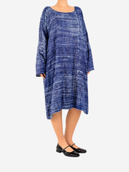 Blue long-sleeved striped dress - size UK 10 product image