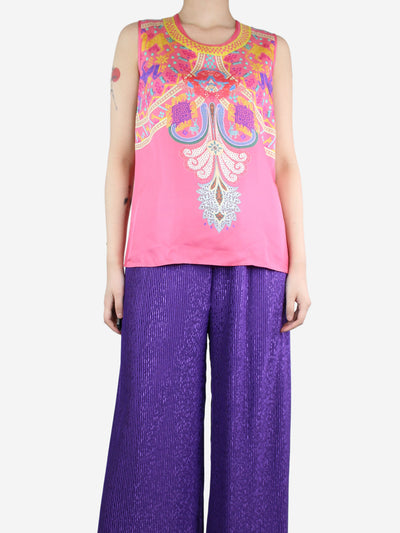 Pink sleeveless printed blouse - size UK 12 Tops Etro 