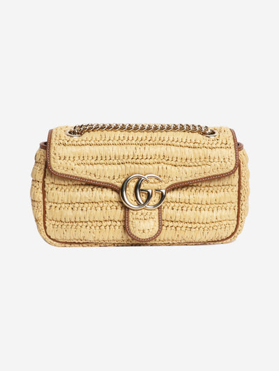 Neutral leather-trimmed raffia shoulder bag Shoulder bags Gucci 