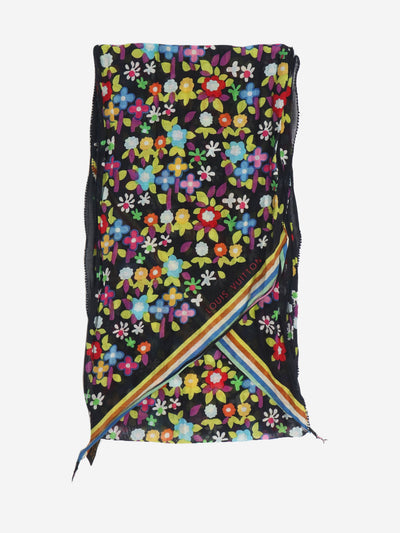 Black floral silk scarf Scarves Louis Vuitton 