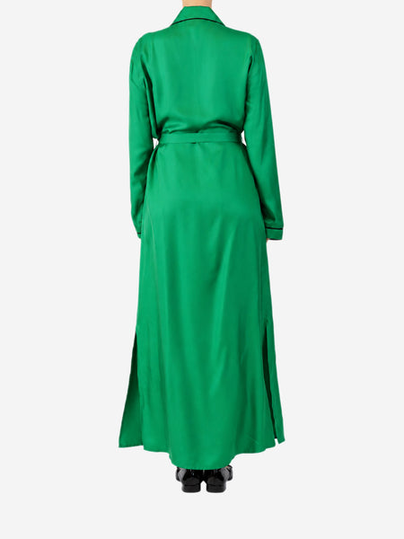 Green belted silk dress - size UK 12 alternate image