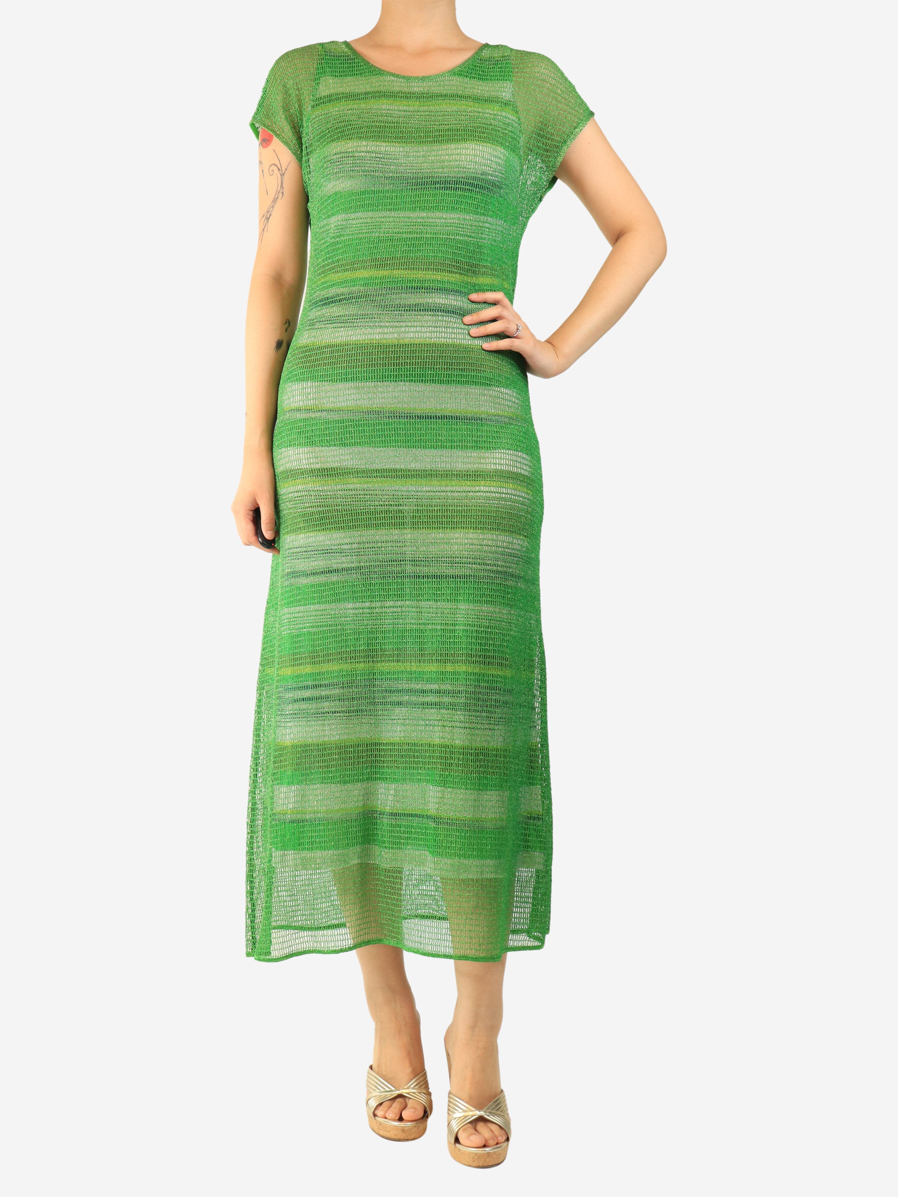 Green lurex mesh layered dress - size UK 10 Dresses Missoni 