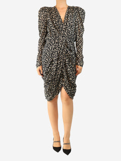 Black lurex v-neck mini dress - size UK 12 Dresses Isabel Marant 