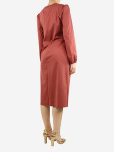 Weekend Max Mara Red knot waist A-line midi dress - size L