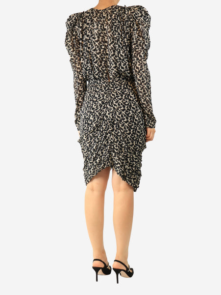 Black lurex v-neck mini dress - size UK 12 alternate image