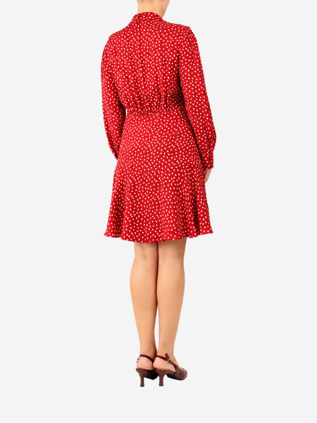 Red blurry heart silk dress - size UK 14 alternate image