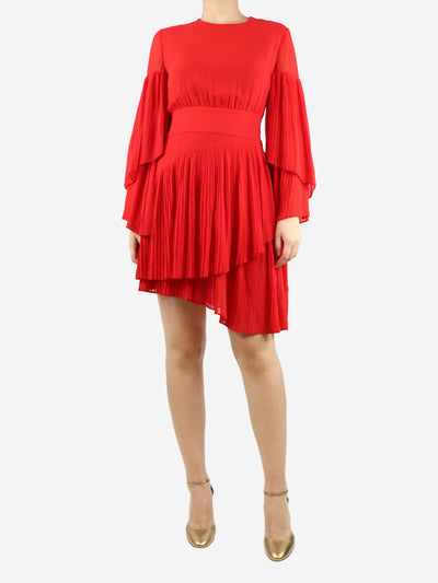 Red Etalla pleated mini dress - size UK 12 Dresses La Mania 