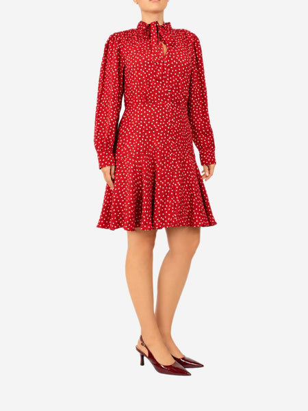 Red blurry heart silk dress - size UK 14 product image