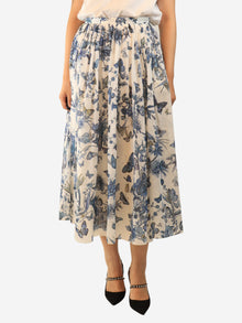 Blue and white floral midi skirt - size UK 12 Skirts Dior 