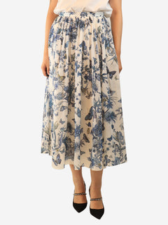 Blue and white floral midi skirt - size UK 12 Skirts Dior 