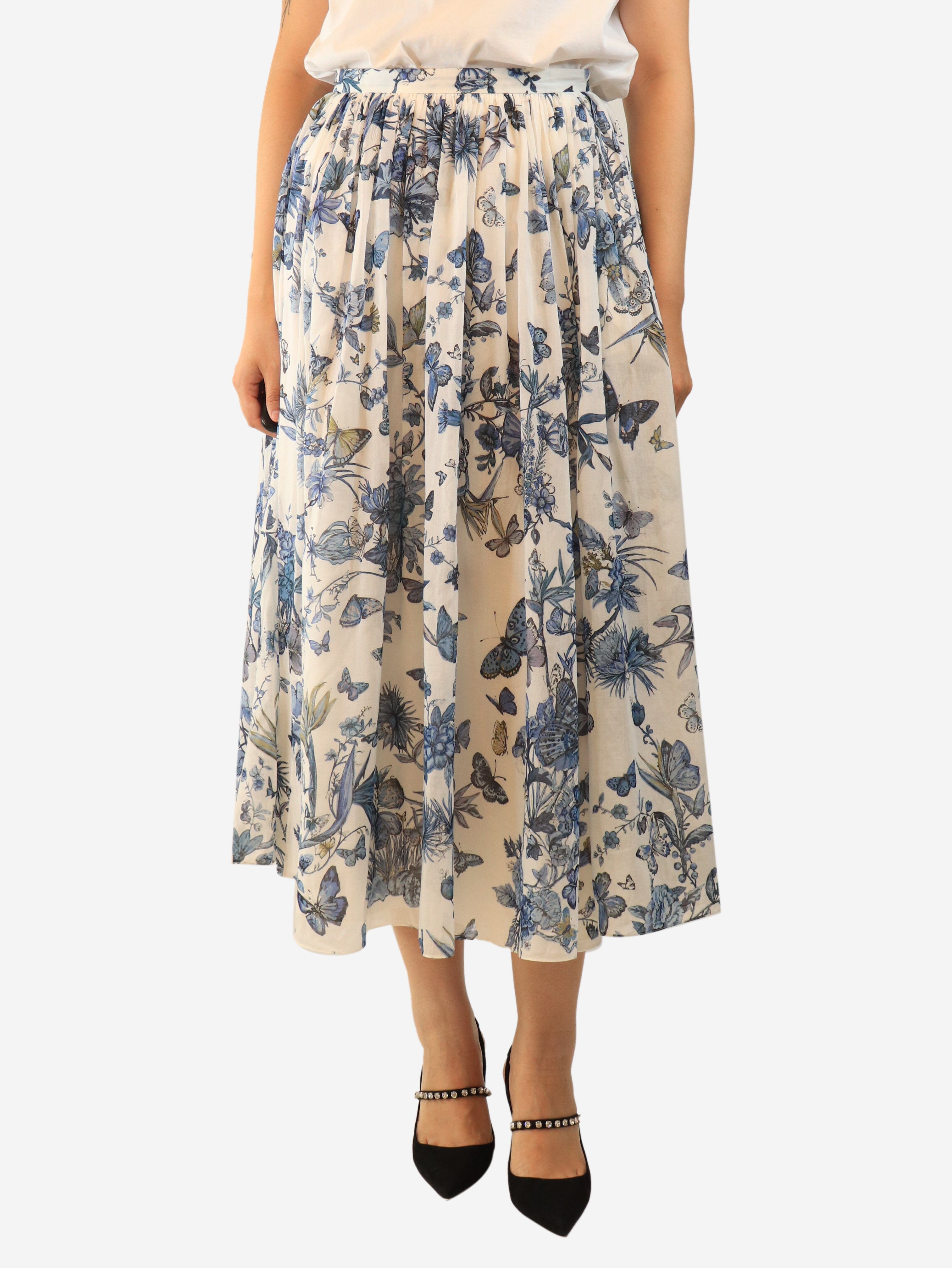 Blue and white floral midi skirt - size UK 12 Skirts Dior 