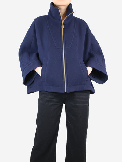 Navy blue wool zip-up jacket - size UK 10 Coats & Jackets Chloe 