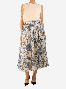 Blue and white floral midi skirt - size UK 12 Skirts Dior 