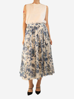 Blue and white floral midi skirt - size UK 12 Skirts Dior 