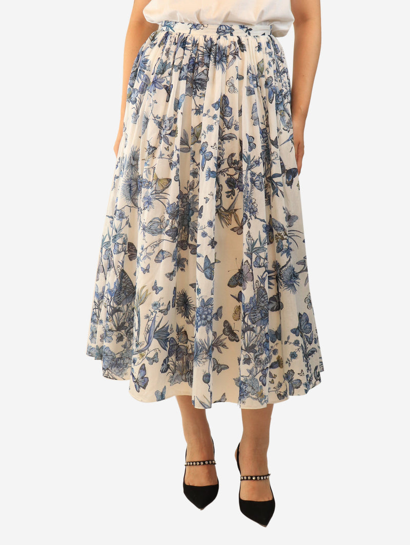 Blue and white floral midi skirt - size UK 12 Skirts Dior 