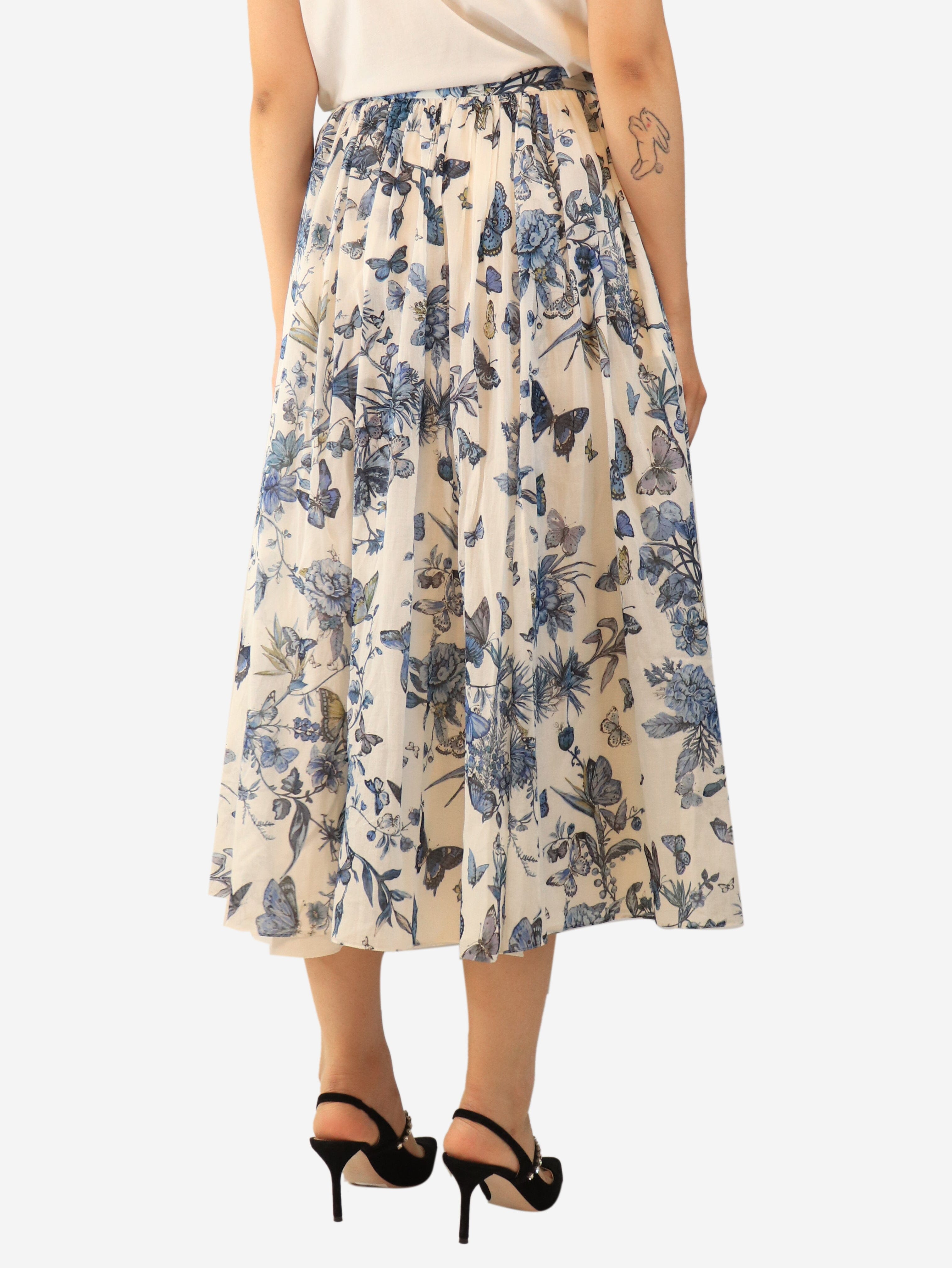 Blue and white floral midi skirt - size UK 12 Skirts Dior 