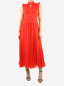 ME+EM Red crinkle silk maxi dress - size UK 10