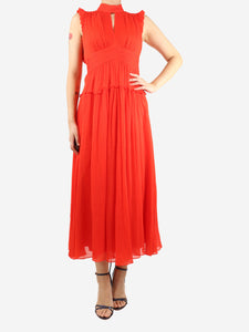 ME+EM Red crinkle silk maxi dress - size UK 10