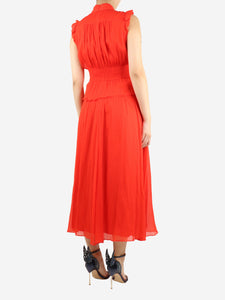 ME+EM Red crinkle silk maxi dress - size UK 10