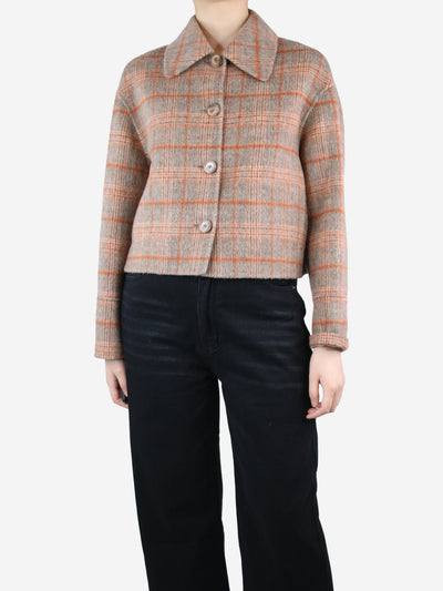 Brown checked wool-mix jacket - size UK 8 Coats & Jackets Joseph 