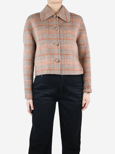 Joseph Brown checked wool-mix jacket - size UK 8