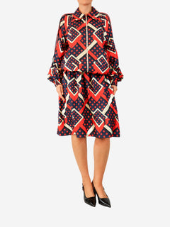 Geometric print polka-dot silk jacket and skirt set - size M Sets Gucci 