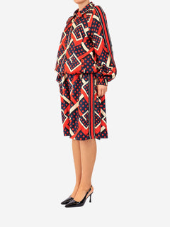 Geometric print polka-dot silk jacket and skirt set - size M Sets Gucci 