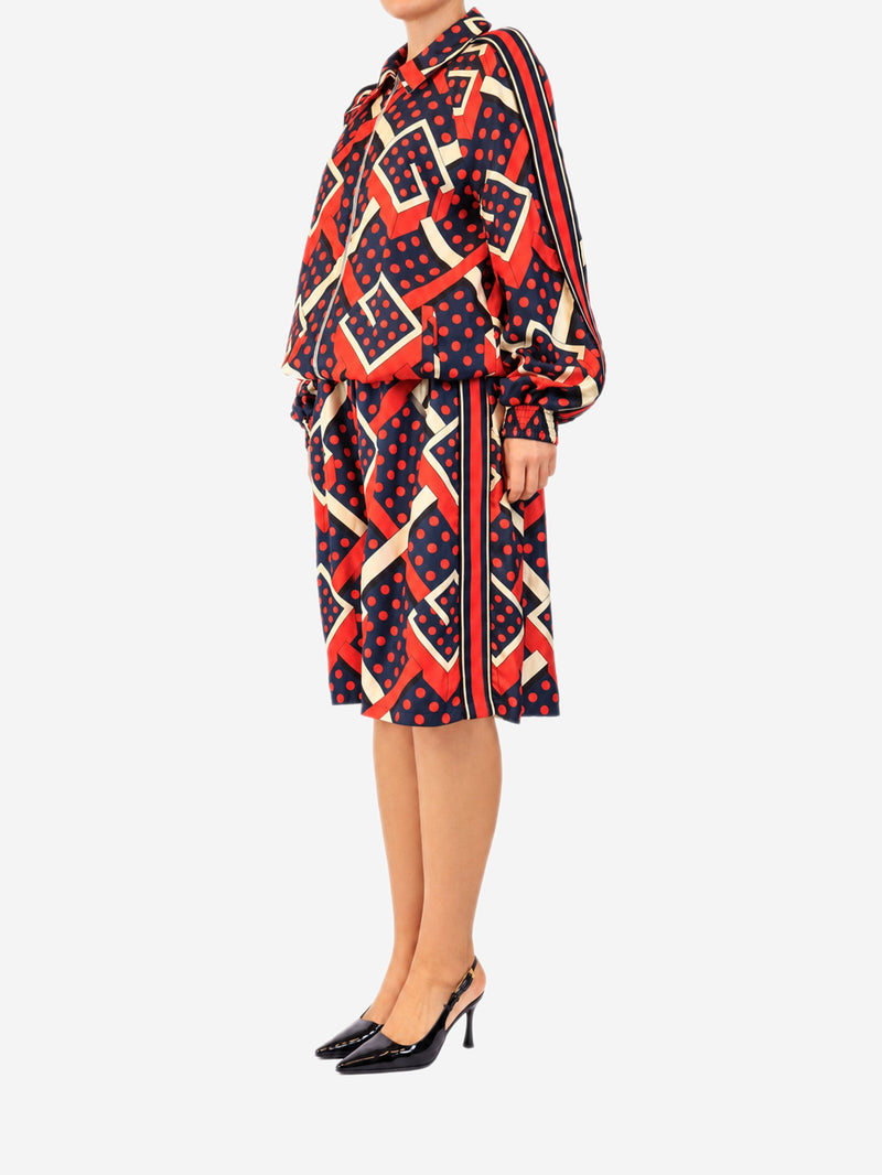 Geometric print polka-dot silk jacket and skirt set - size M Sets Gucci 