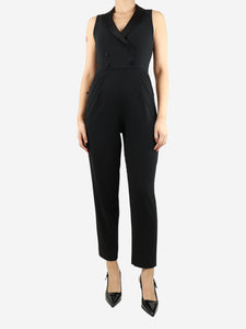 Alice + Olivia Alice + Olivia Black sleeveless tuxedo jumpsuit - size UK 10