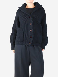 Black ribbed shawl cardigan - size XL Knitwear Crimson 