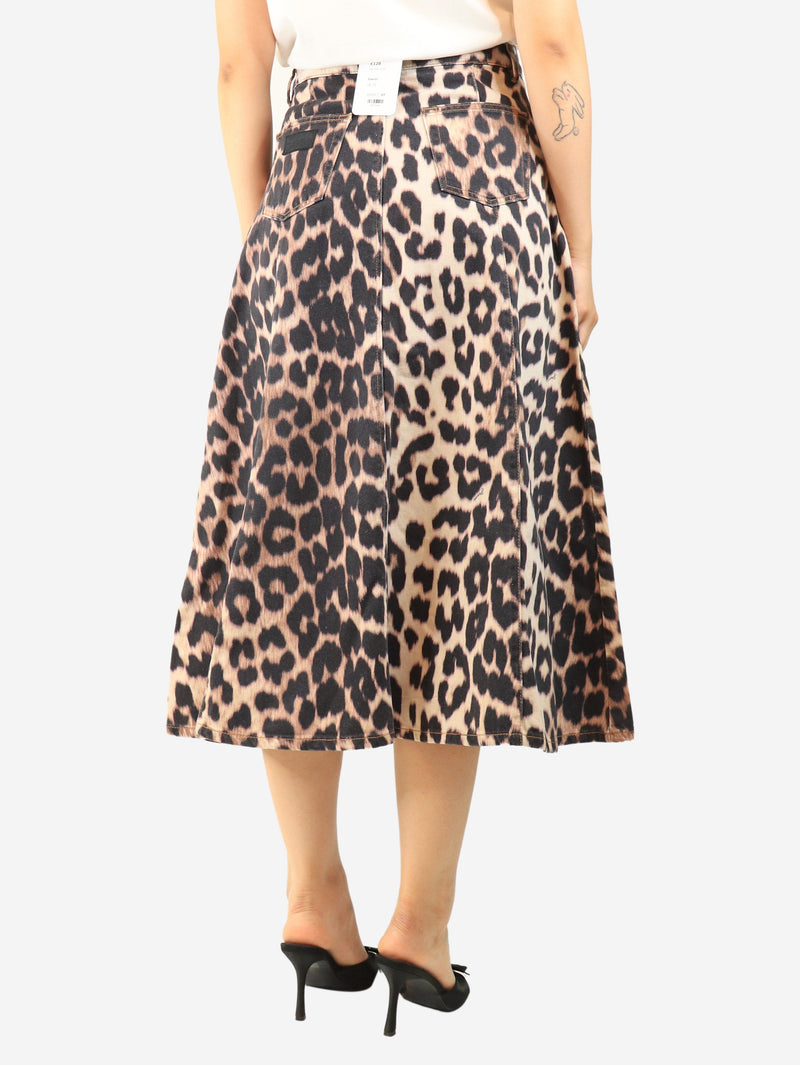 Brown leopard print midi skirt - size UK 10 Skirts Ganni 