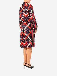 Geometric print polka-dot silk jacket and skirt set - size M Sets Gucci 