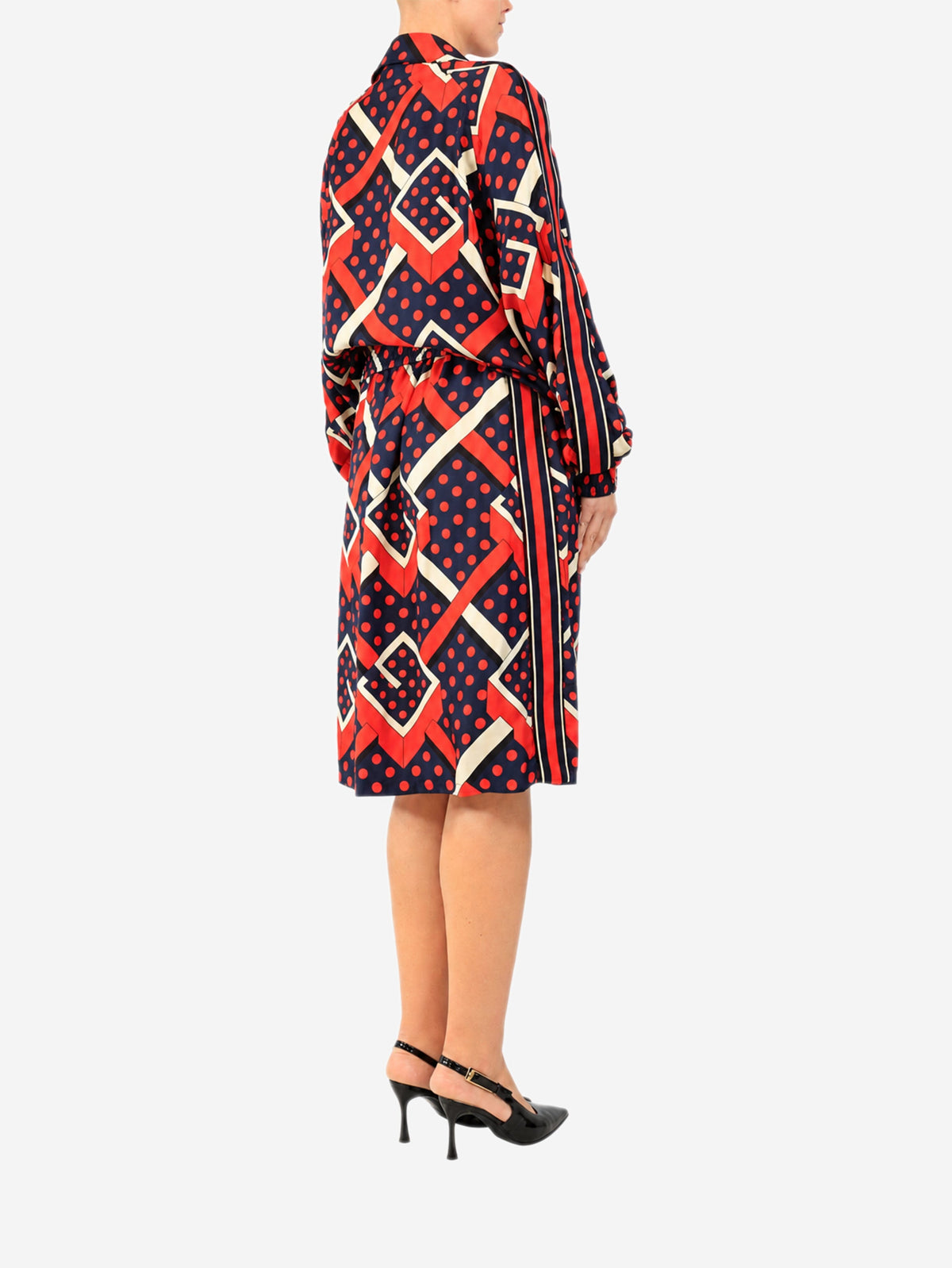 Geometric print polka-dot silk jacket and skirt set - size M Sets Gucci 