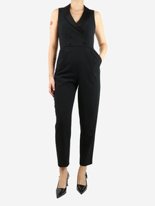 Alice + Olivia Alice + Olivia Black sleeveless tuxedo jumpsuit - size UK 10