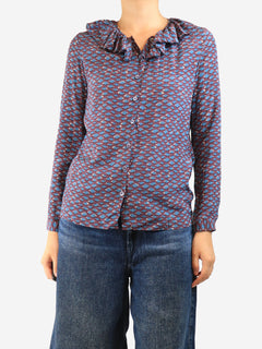 Purple silk ruffled blouse - size UK 8 Tops Missoni 
