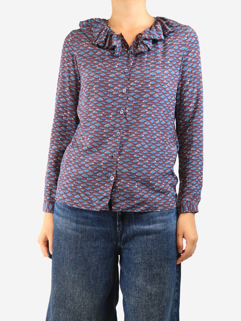 Purple silk ruffled blouse - size UK 8 Tops Missoni 