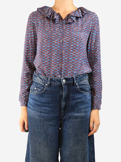 Purple silk ruffled blouse - size UK 8 Tops Missoni 