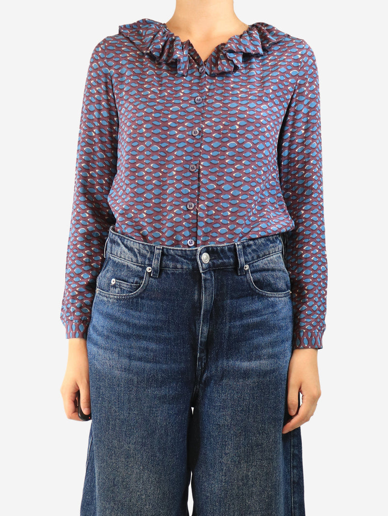 Purple silk ruffled blouse - size UK 8 Tops Missoni 