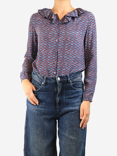 Purple silk ruffled blouse - size UK 8 Tops Missoni 