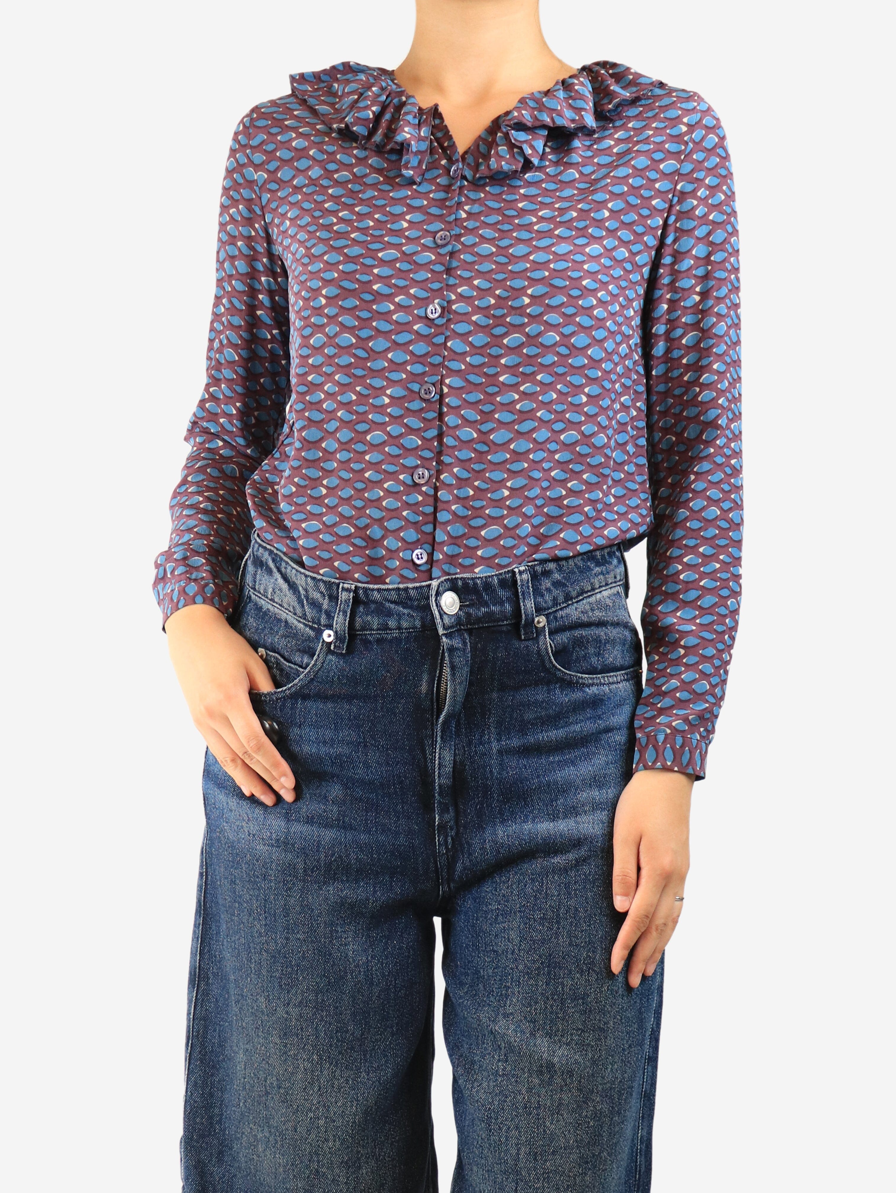Purple silk ruffled blouse - size UK 8 Tops Missoni 