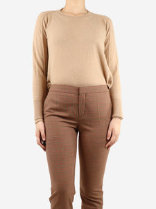 Stella McCartney Camel long-sleeved fine knit sweater - size UK 8