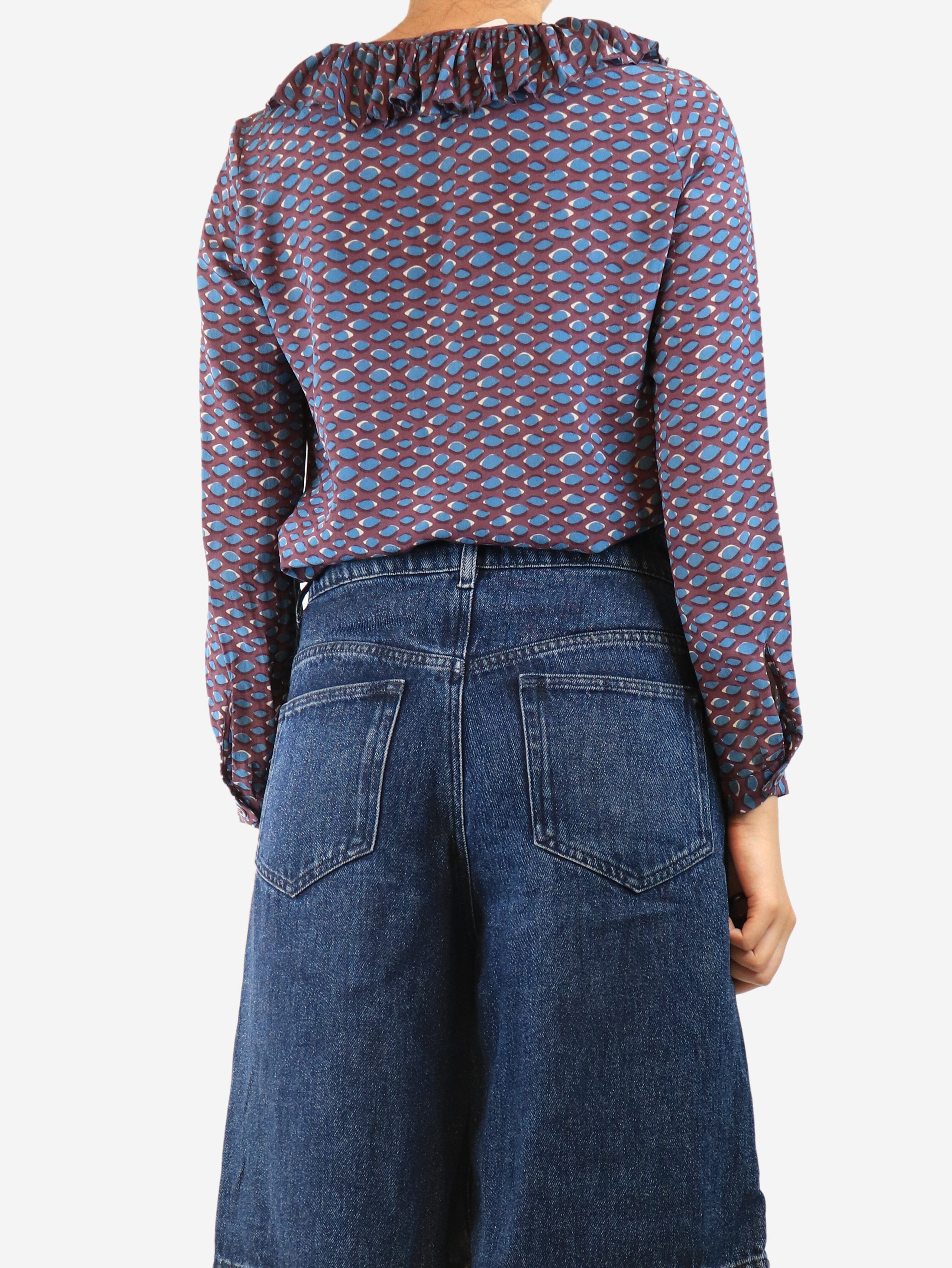 Purple silk ruffled blouse - size UK 8 Tops Missoni 