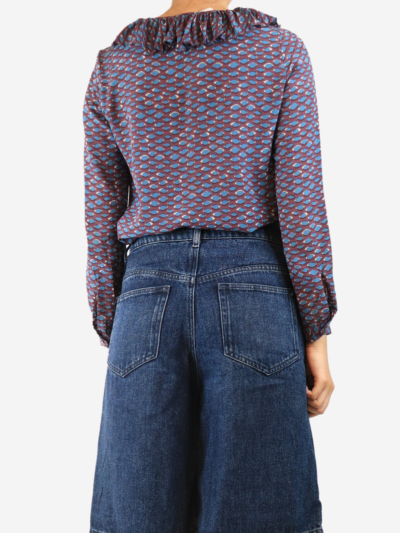 Purple silk ruffled blouse - size UK 8 Tops Missoni 
