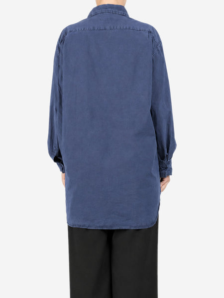Navy long-sleeved cotton blouse - size M alternate image