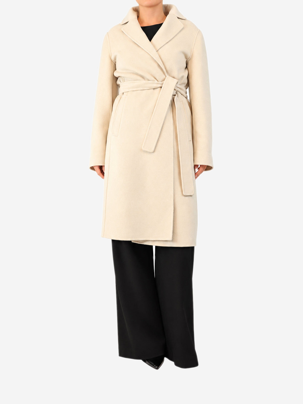 Neutral belted wool coat - size UK 12 Coats & Jackets S Max Mara 