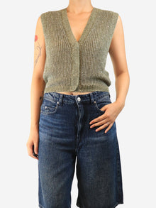 Green sequin-embellished knit vest - size UK 8 Tops Peserico 
