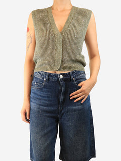 Green sequin-embellished knit vest - size UK 8 Tops Peserico 