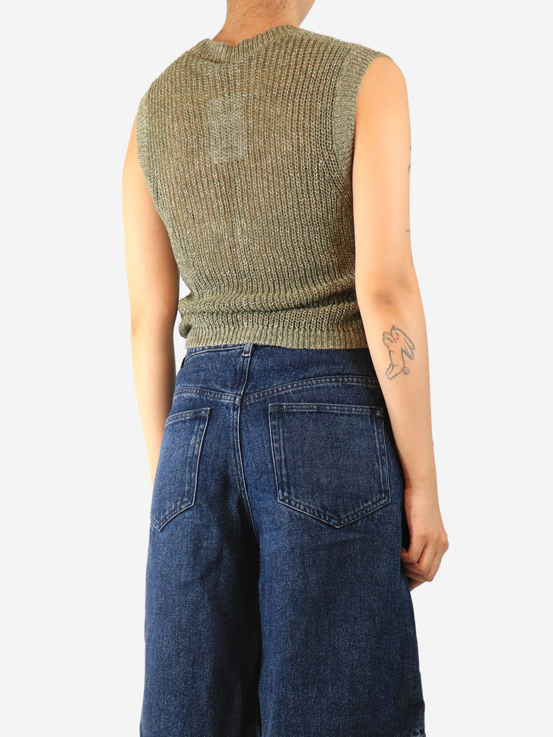 Green sequin-embellished knit vest - size UK 8 Tops Peserico 