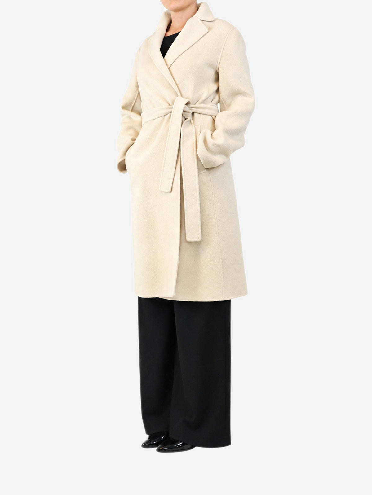 Neutral belted wool coat - size UK 12 Coats & Jackets S Max Mara 